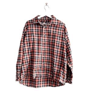 Dickies Men's Classic Cotton Plaid Pearl Snap Shirt Tan Black Orange Size XL